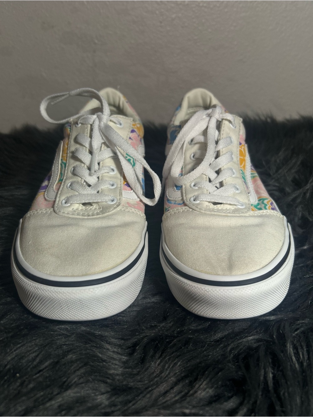 Vans Ward Kids' Sneakers Kids Cream Low-Top Sneakers with Pastel Floral Sz5 - Picture 6 of 9